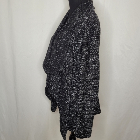 BNCI by Blanc Noir Marled Knit Drape Front Shawl Collar Cardigan Sweater - Sz L - Picture 5 of 13